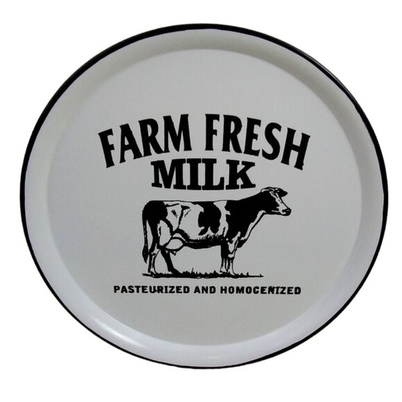 Decorative Enameled Plate Farm Fresh Milk Rustic Farmhouse Kitchen (New) - Picture 1 of 2